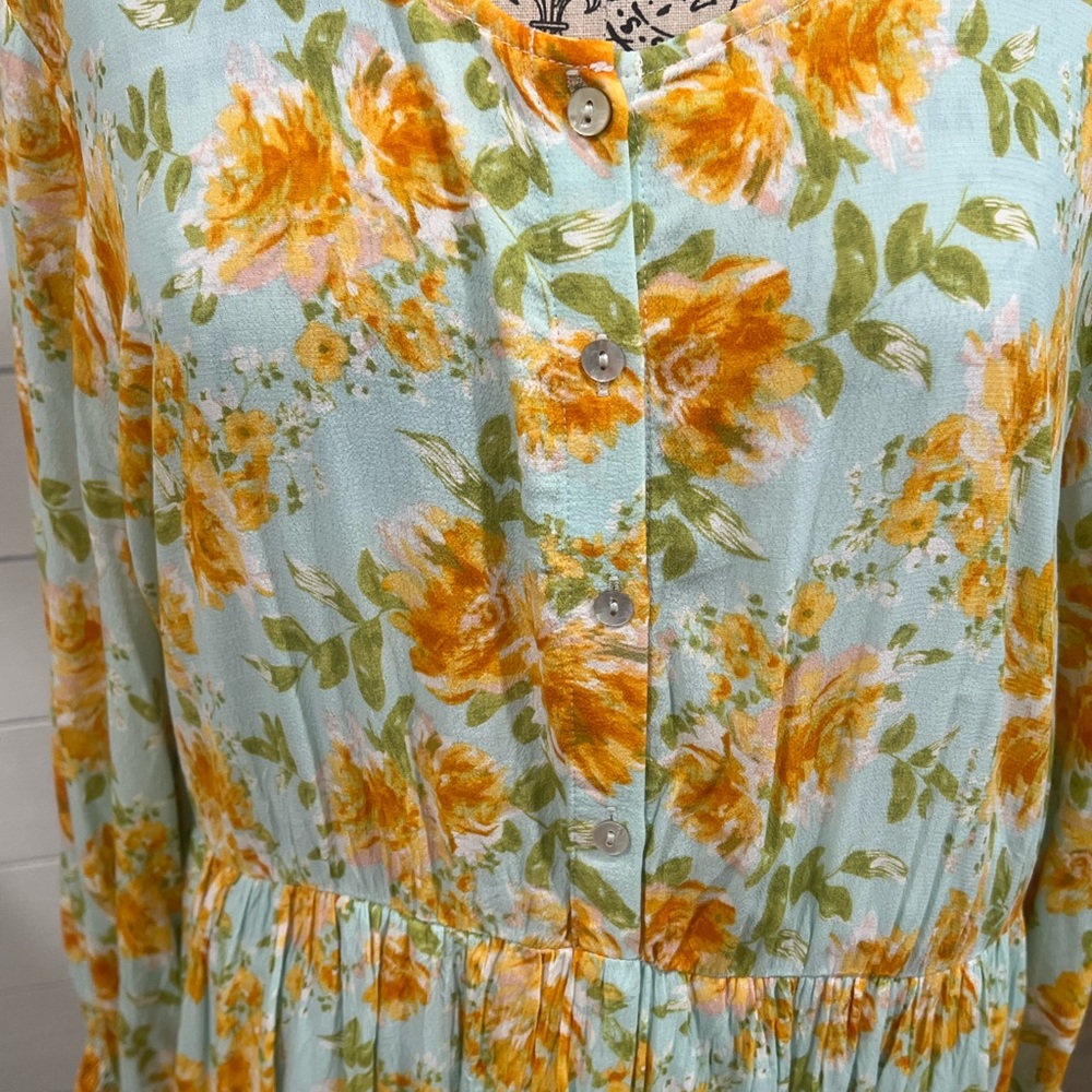 Roolee Floral Patterned Dress with Orange and Green Accents - Picture 3 of 10
